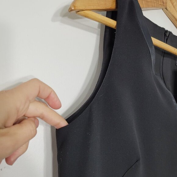 Tribal Black Notch Neck Shift Dress Sleeveless Ribbon Trim Zip Business Classic - Picture 4 of 9